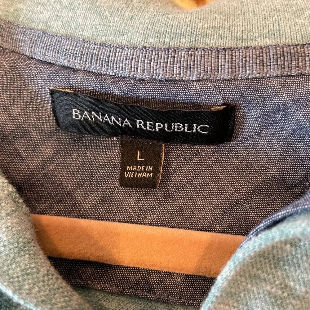 Men's Banana Republic Polo Shirt L Heather Green Knit